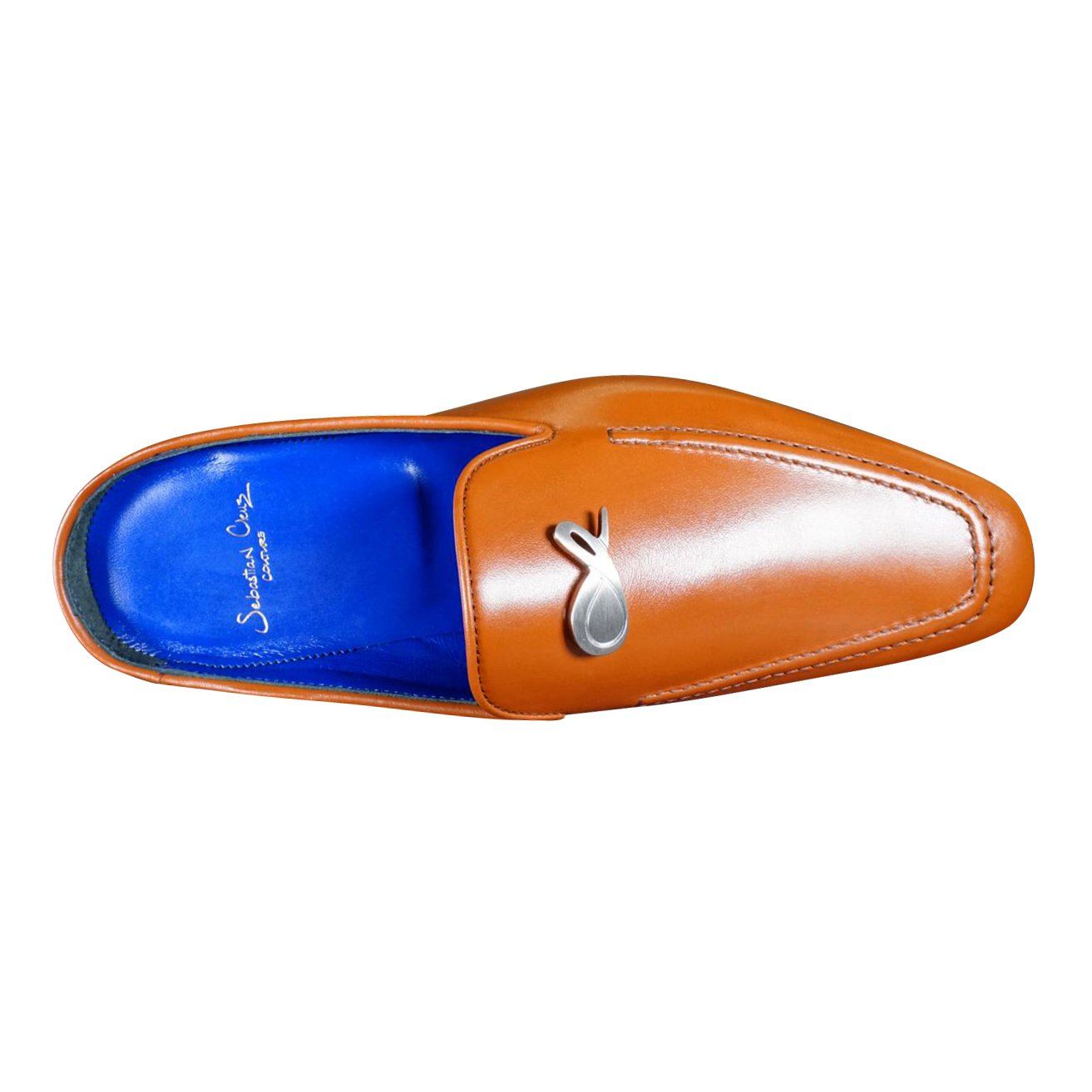 Caramello With Silver Hardware Leather Slippers-7