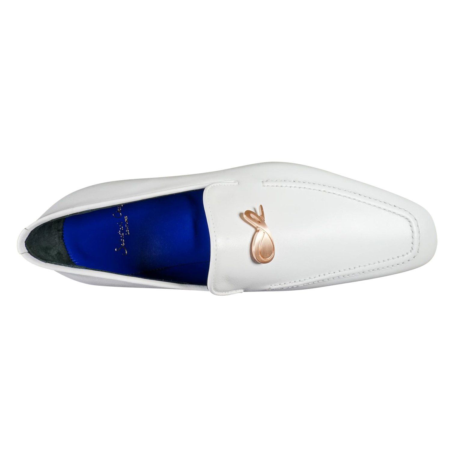 Bianco With Rose Gold Hardware Leather Loafers-8