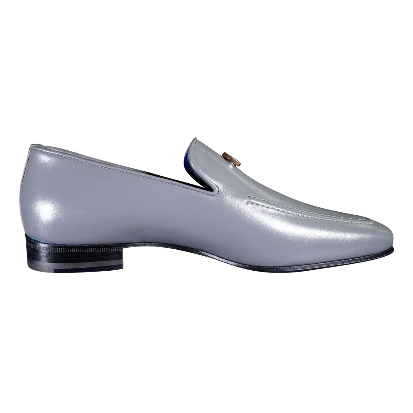 Grafite With Yellow Gold Hardware Leather Loafers-10