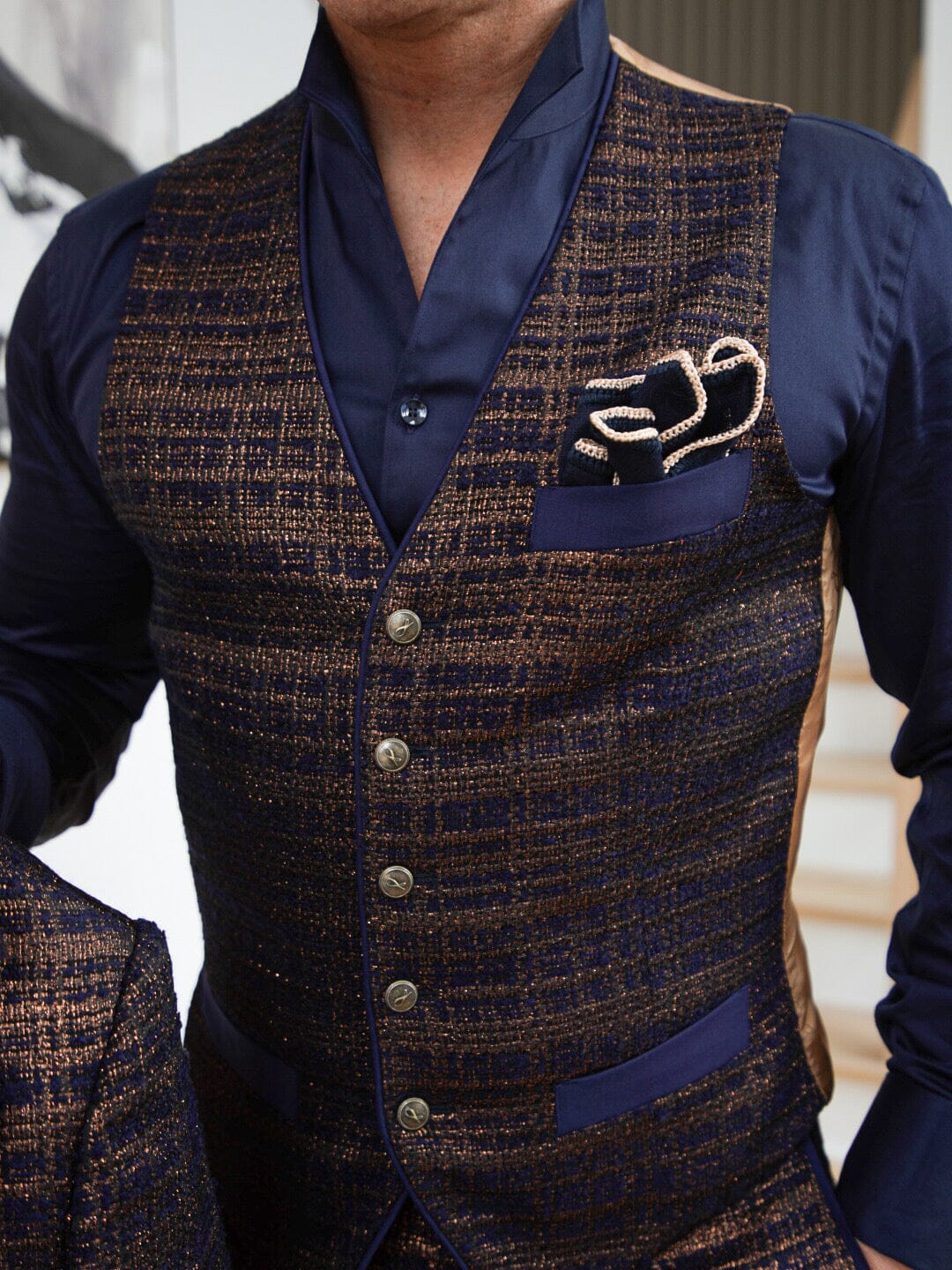 Midnight Bronze Boucle Ciottoli Waistcoat @ The Vault