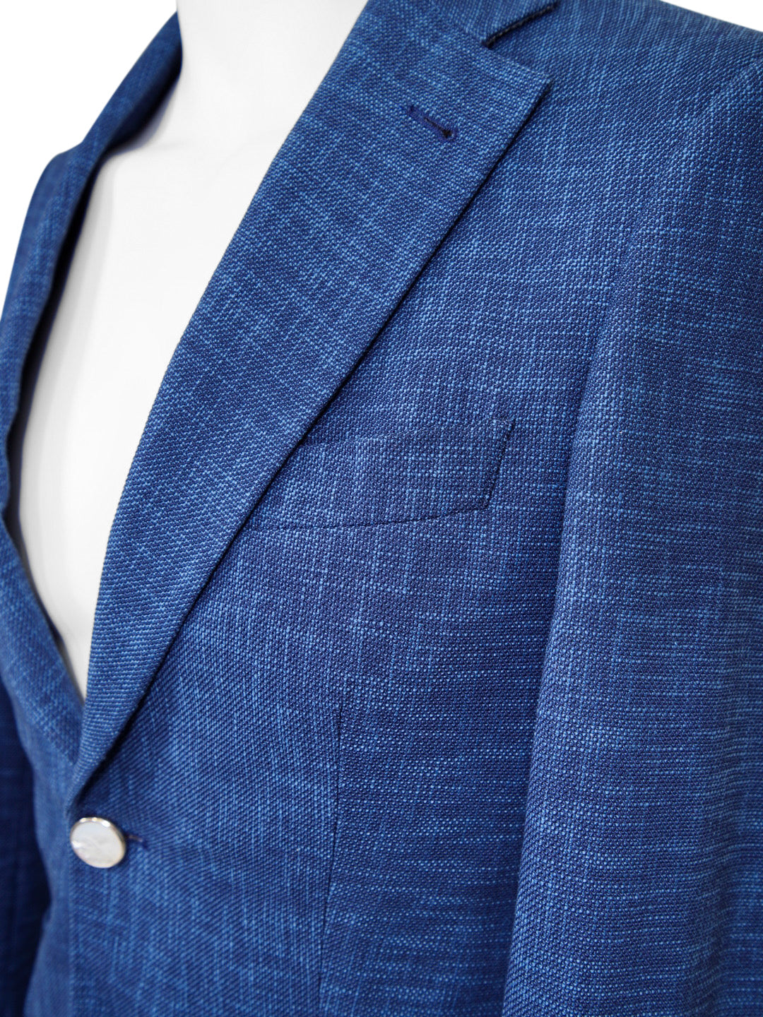 Prussian Blu Lino Tweed Jacket-5