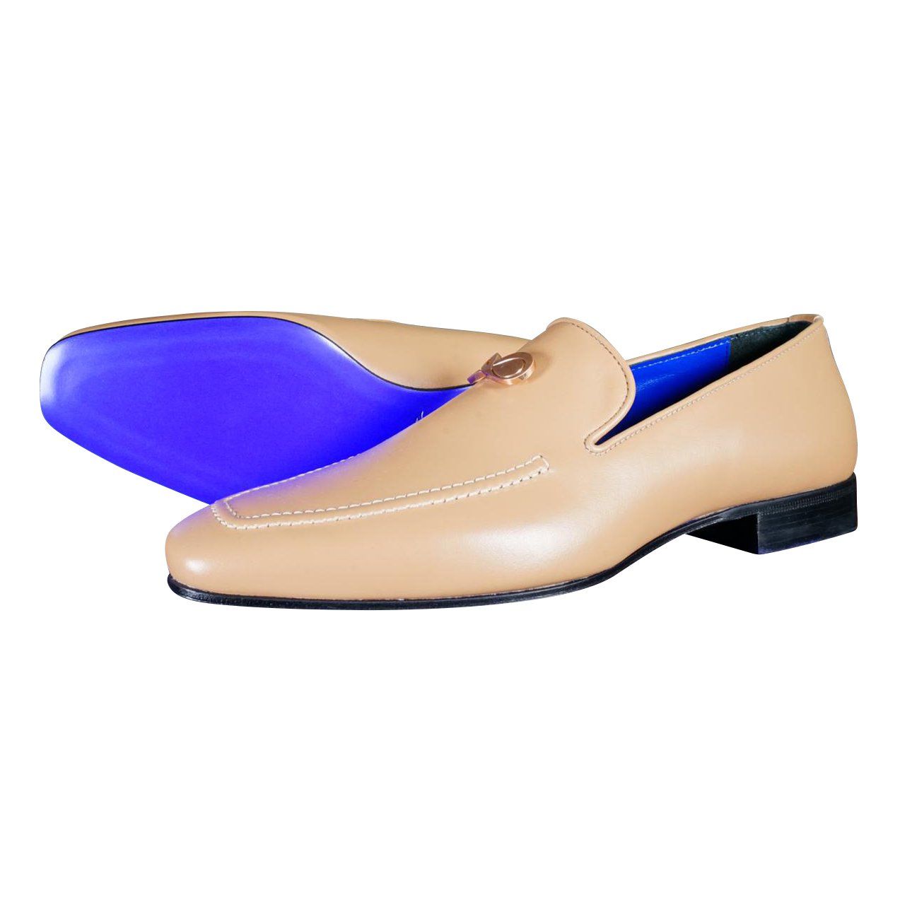 Latte With Rose Gold Hardware Leather Loafers @ The Vault