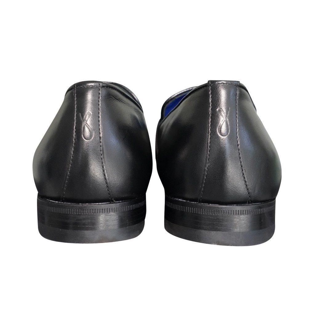 Black Diamante Leather Monk Silver Loafer-8