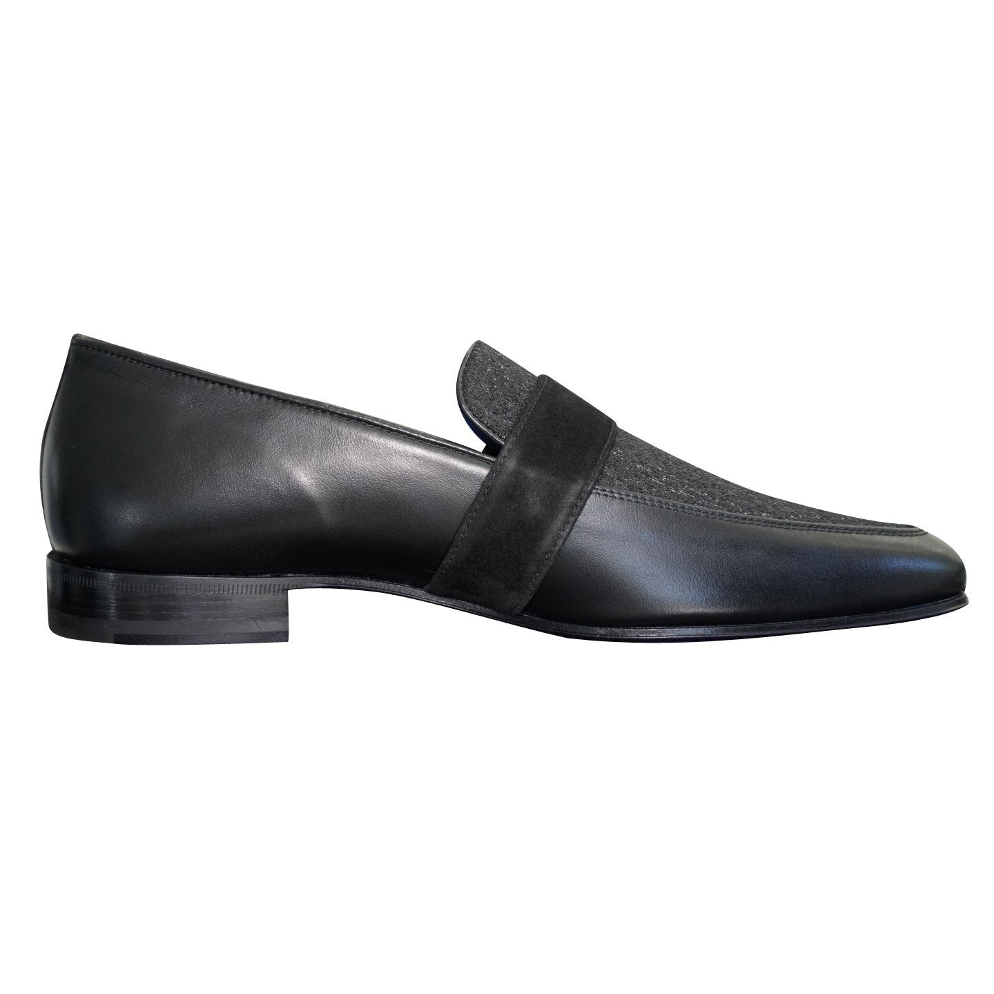 Black Diamante Leather Monk Silver Loafer-7
