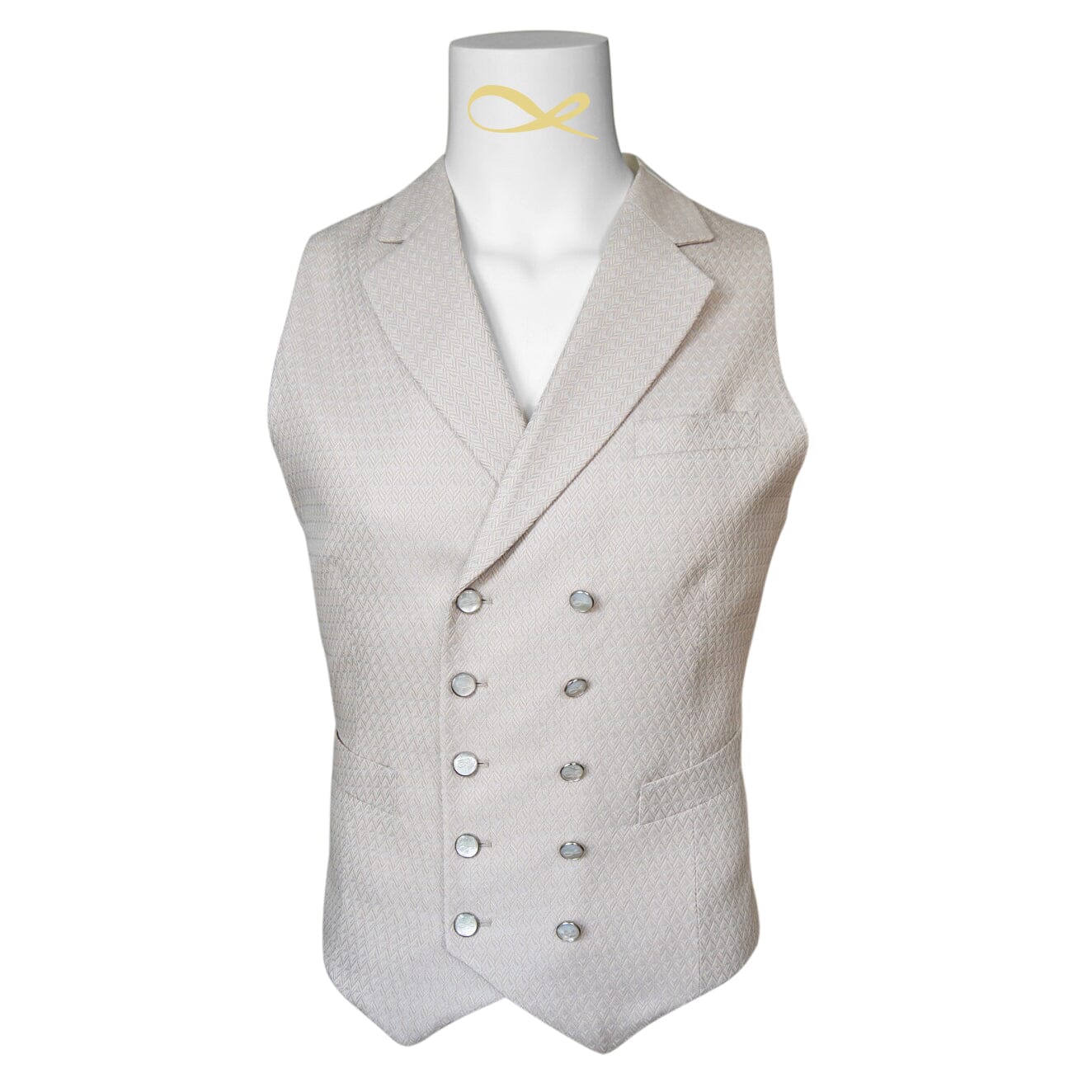 Latte Herringbone Gemelli Waistcoat-3