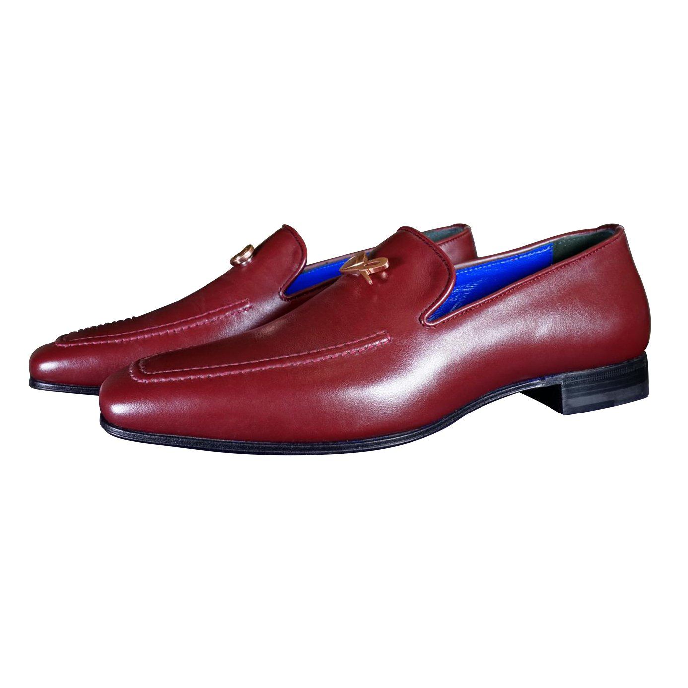 Bordo With Rose Gold Hardware Leather Loafers-8