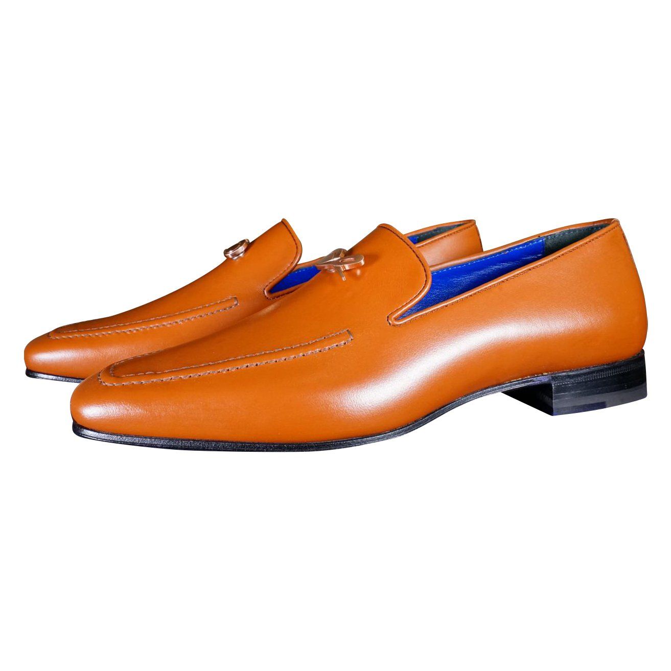 Caramello With Rose Gold Hardware Leather Loafers-3