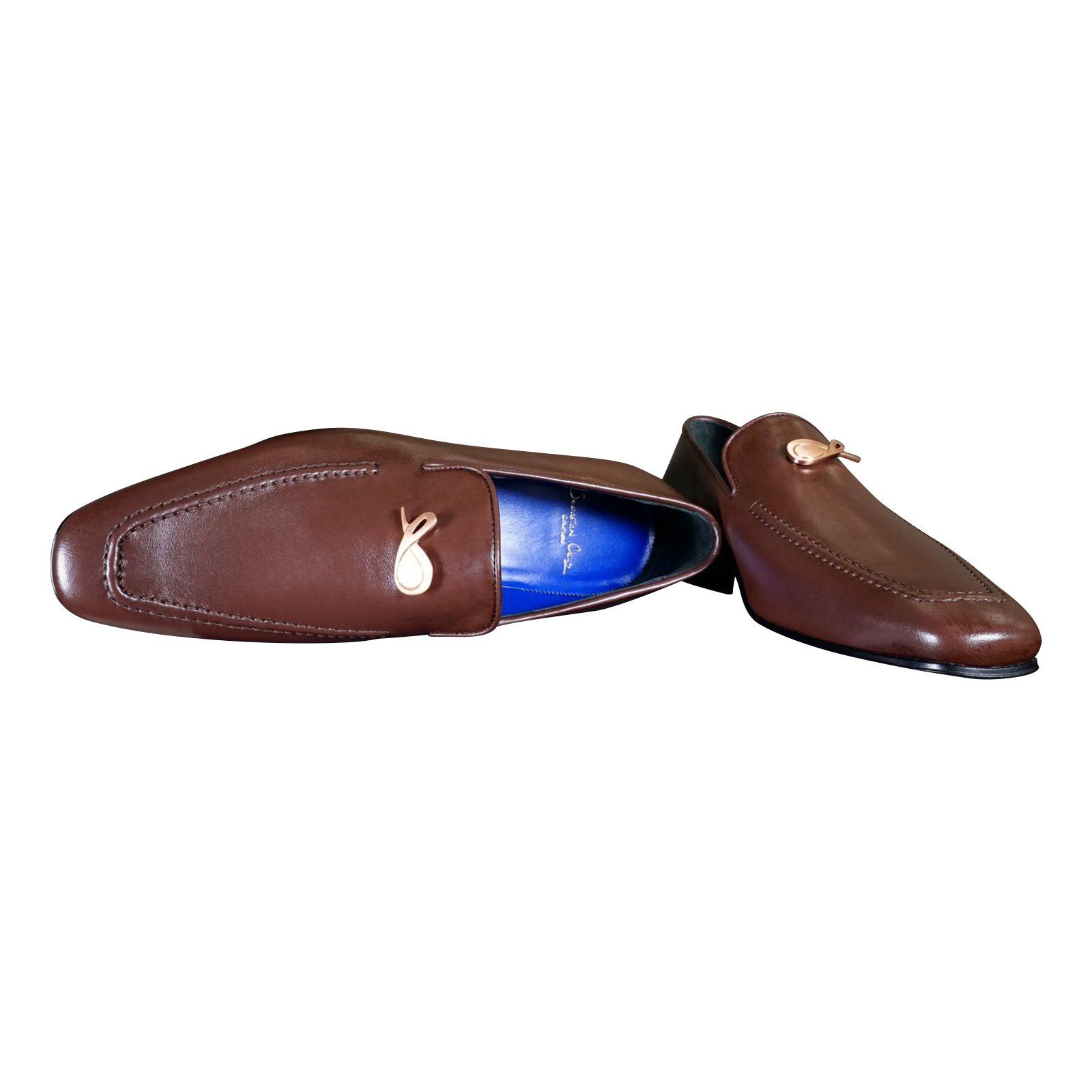 Cacao With Rose Gold Hardware Leather Loafers-4