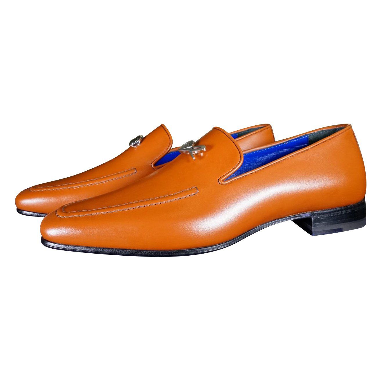 Caramello With Silver Hardware Leather Loafers-4