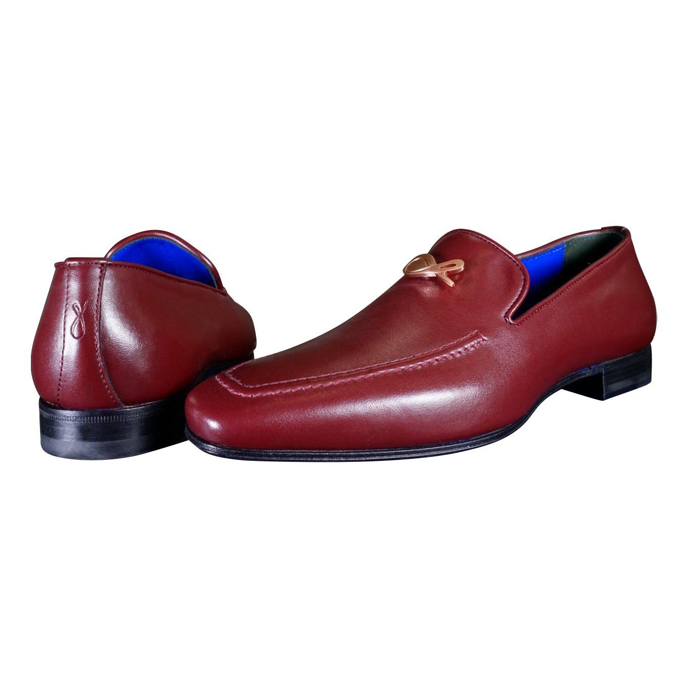 Bordo With Rose Gold Hardware Leather Loafers-4