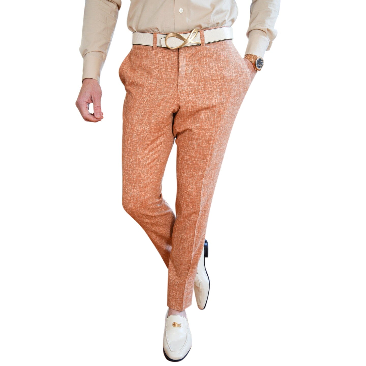 Copper Lino Tweed Trousers-1