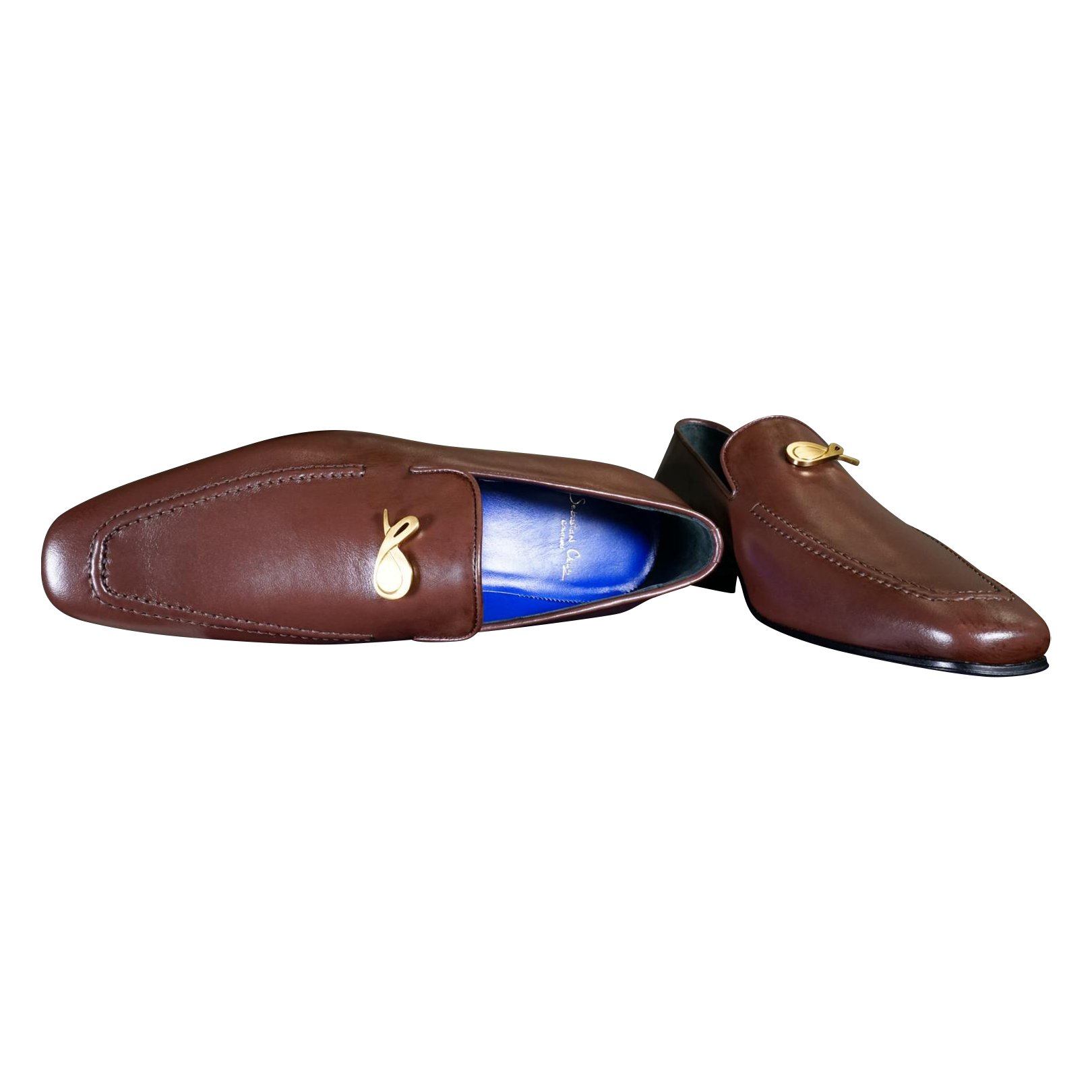 Cacao With Yellow Gold Hardware Leather Loafers-6