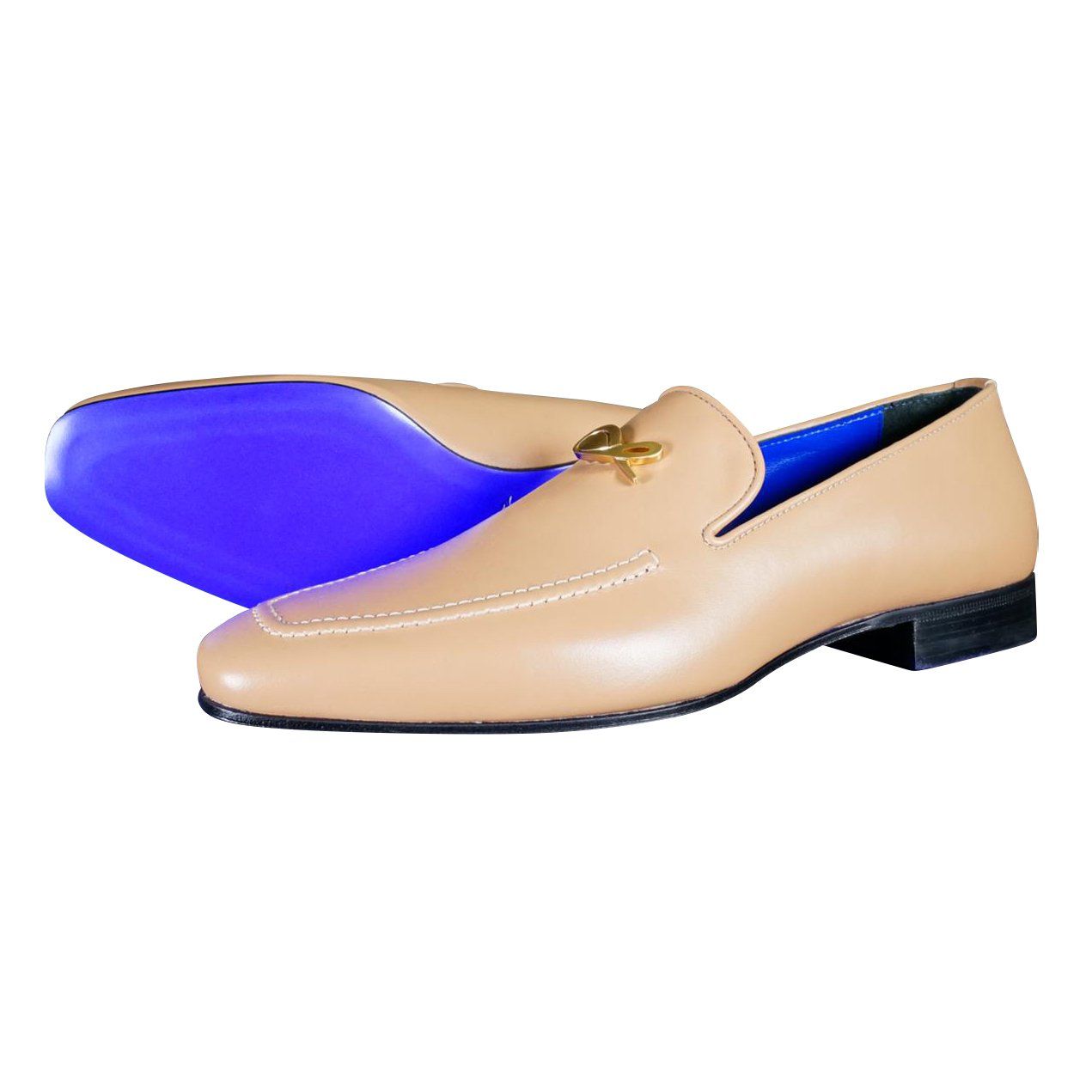 Latte With Yellow Gold Hardware Leather Loafers @ The Vault