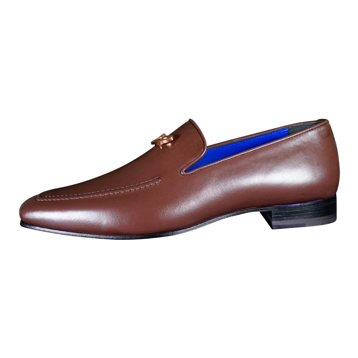 Cacao With Rose Gold Hardware Leather Loafers-6