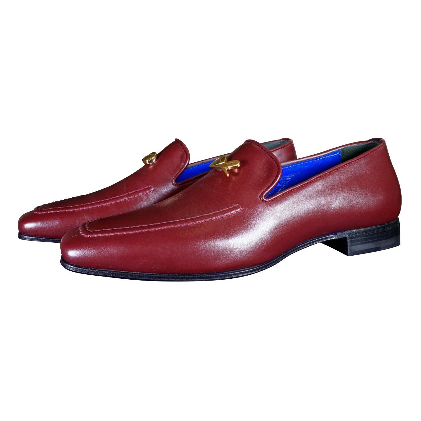 Bordo With Yellow Gold Hardware Leather Loafers-3