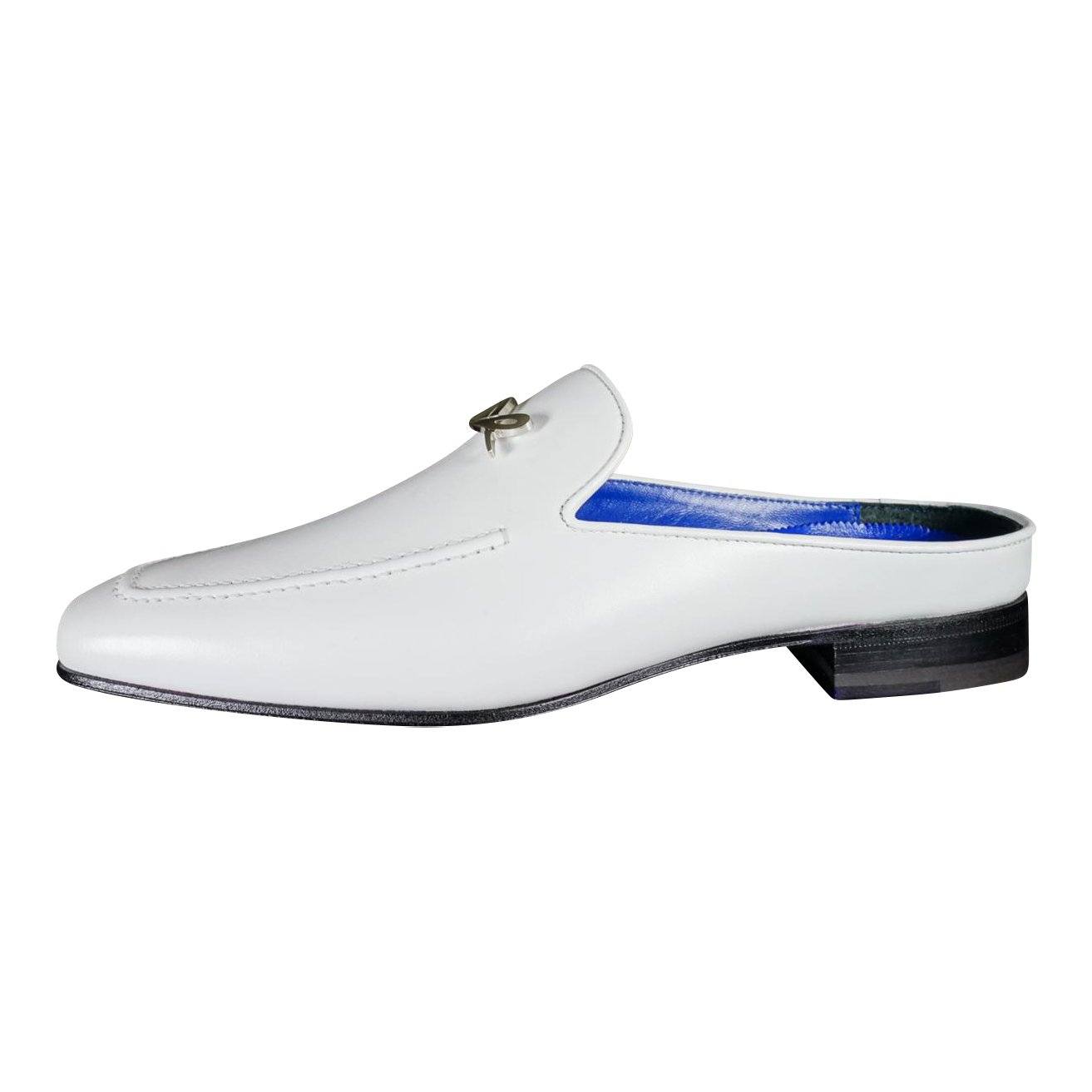 Bianco With Silver Hardware Leather Slippers-6