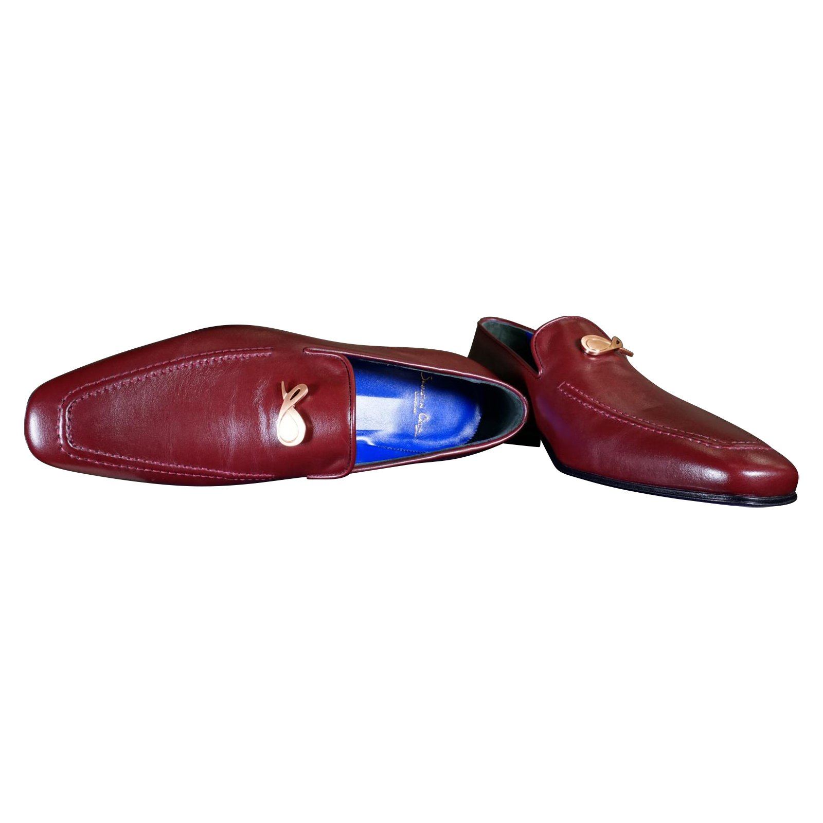Bordo With Rose Gold Hardware Leather Loafers-3