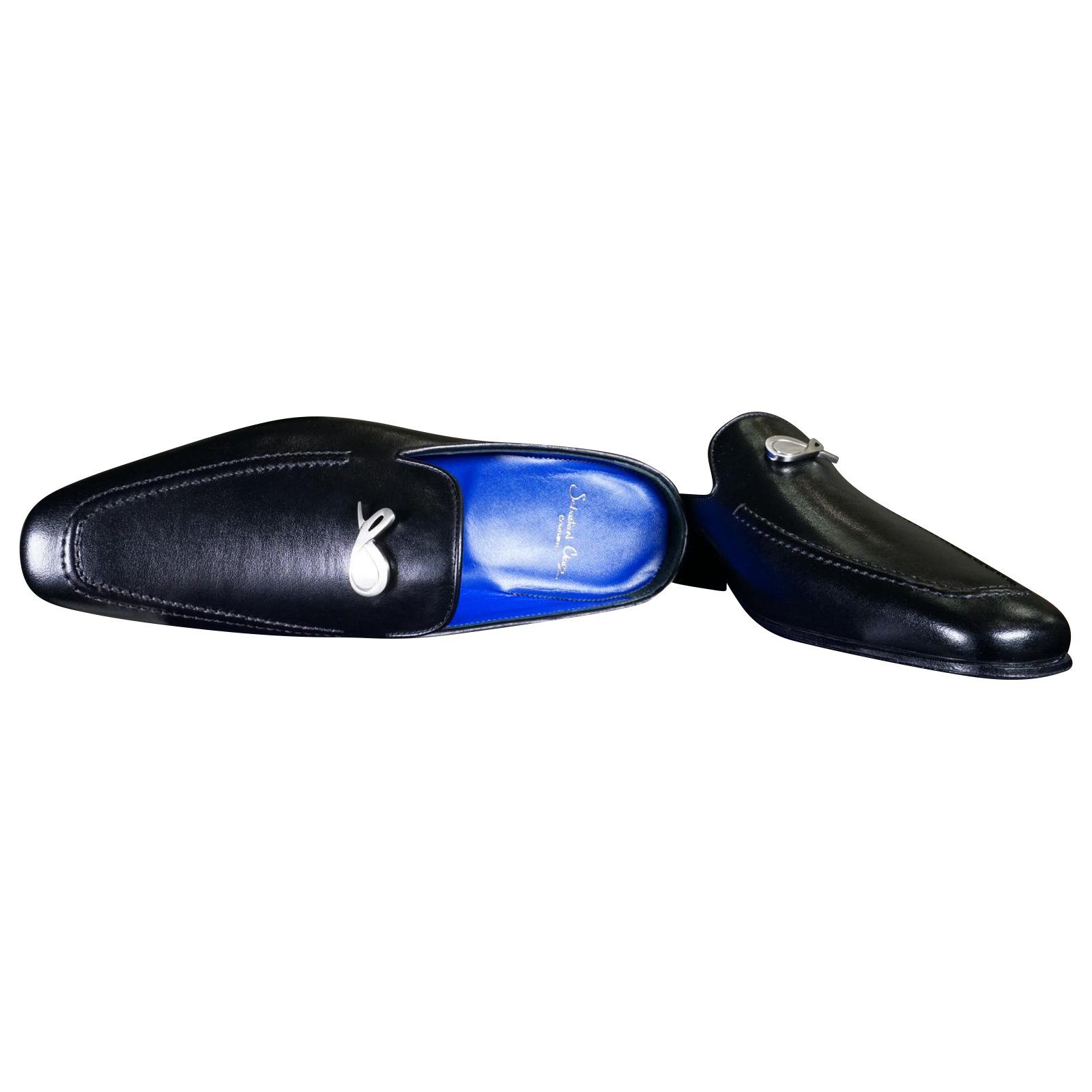 Nero Opal With Silver Hardware Leather Slipper-5