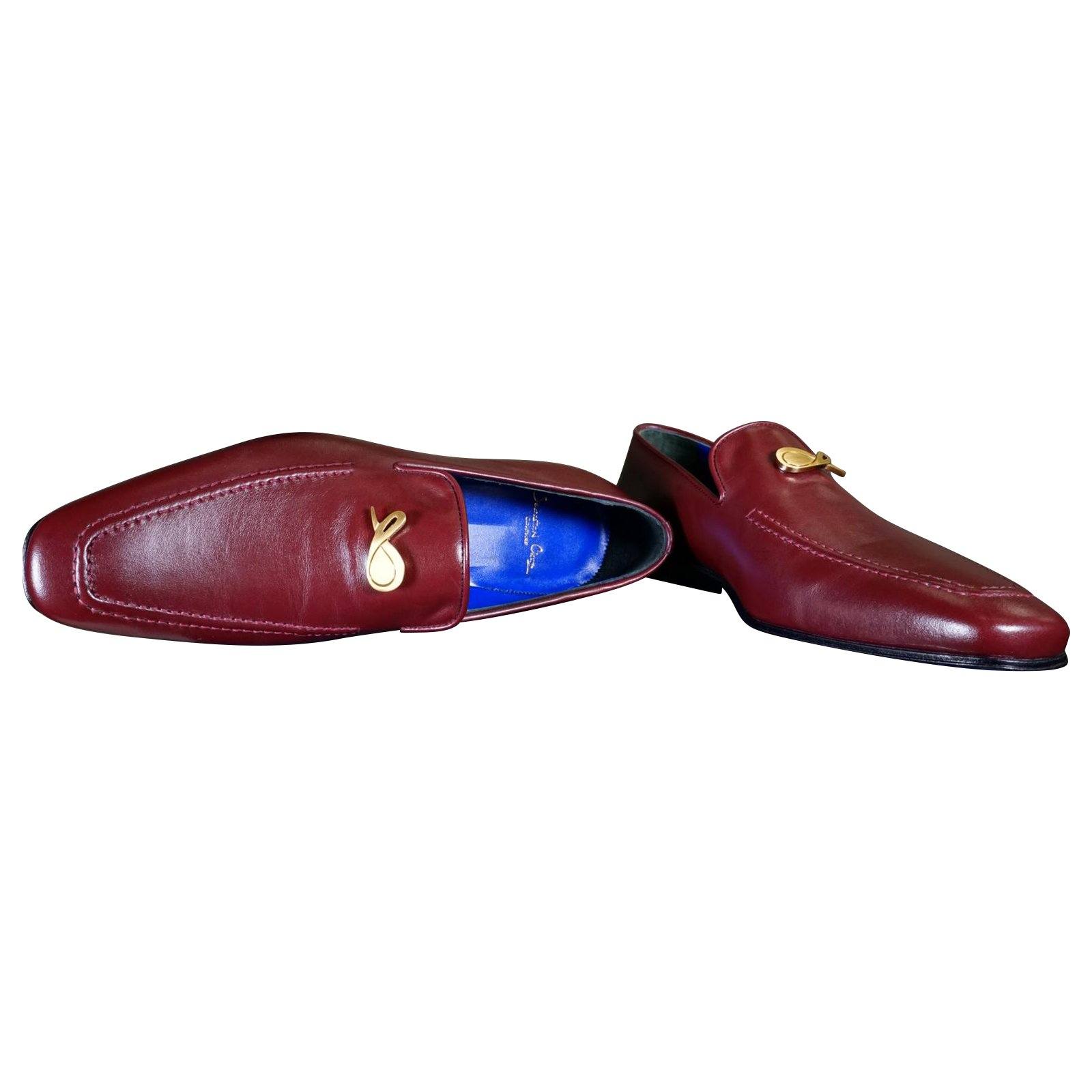 Bordo With Yellow Gold Hardware Leather Loafers-4