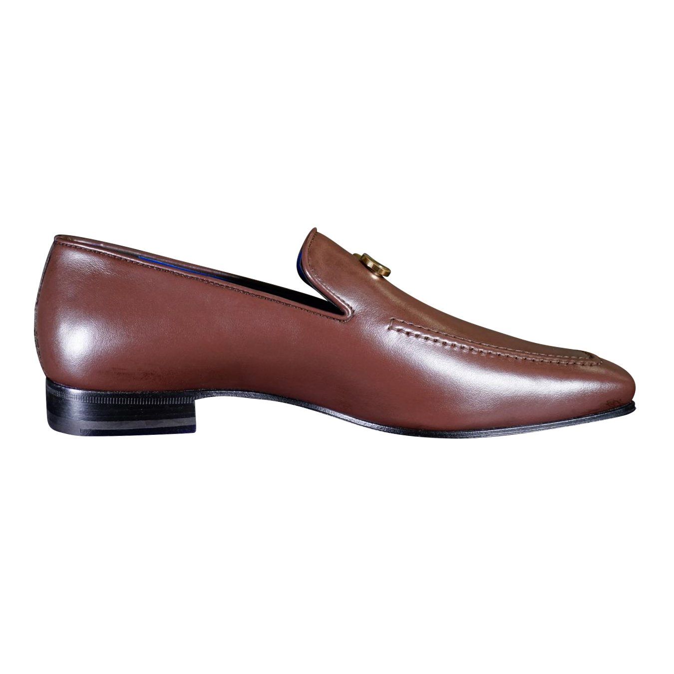 Cacao With Yellow Gold Hardware Leather Loafers-8