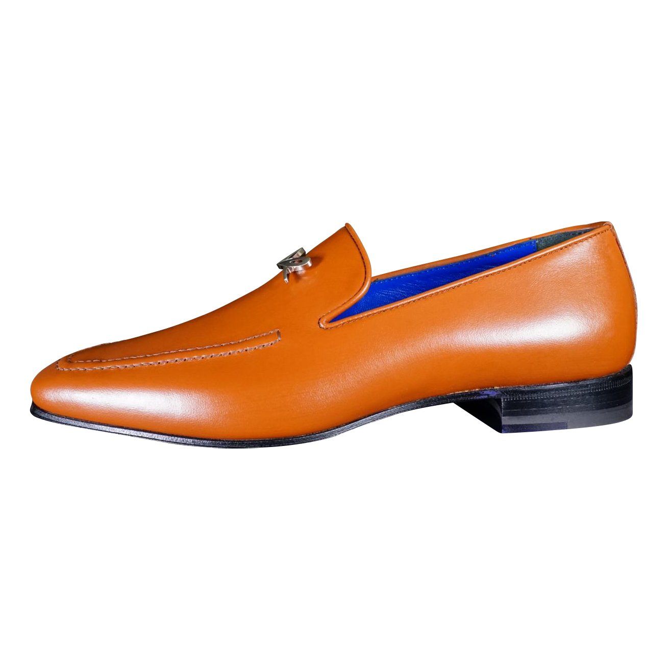 Caramello With Silver Hardware Leather Loafers-6