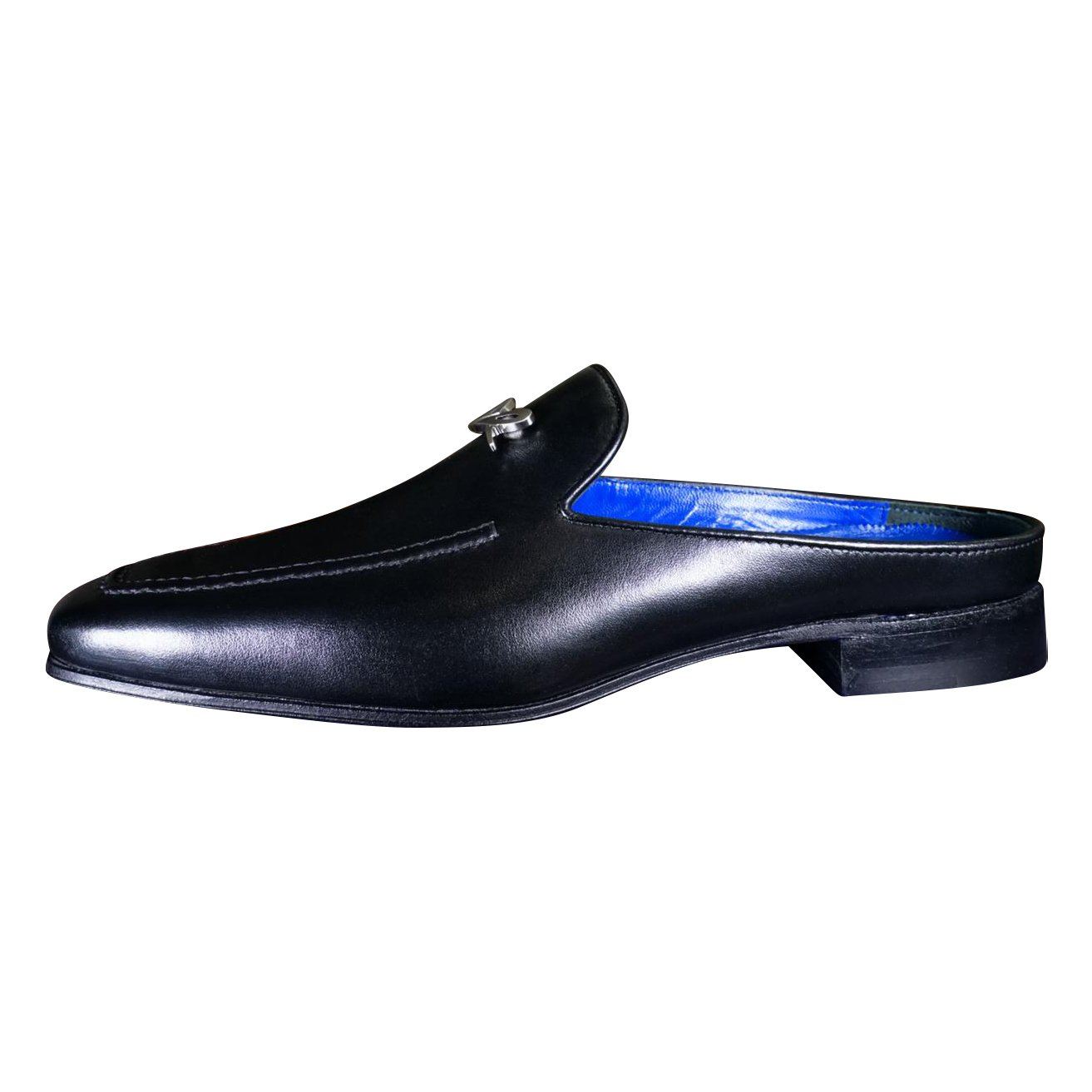 Nero Opal With Silver Hardware Leather Slipper-7