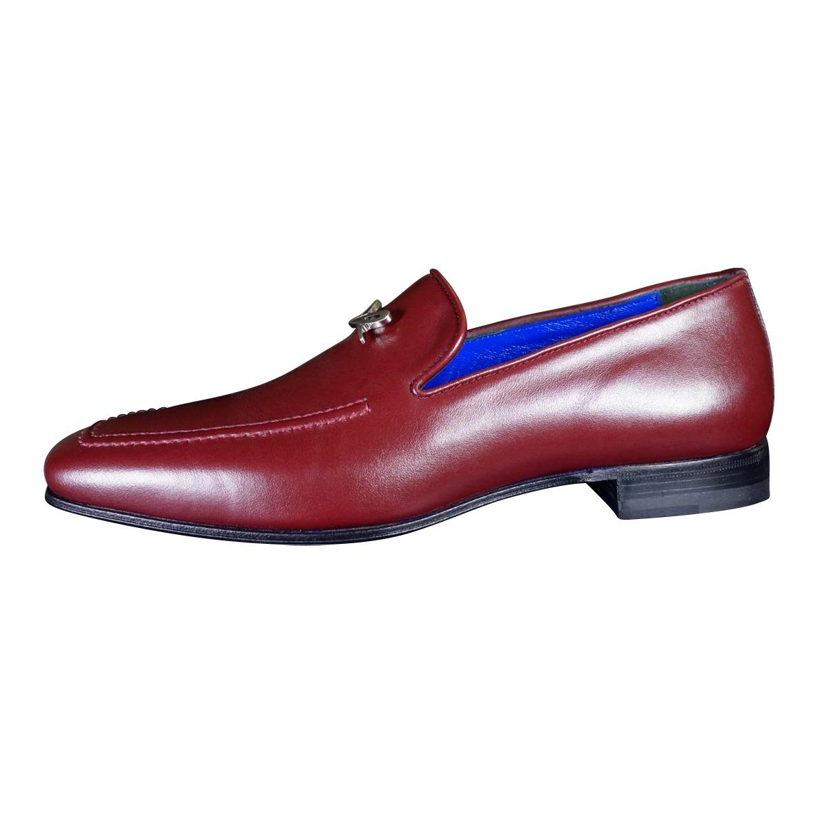 Bordo With Silver Hardware Leather Loafers-7