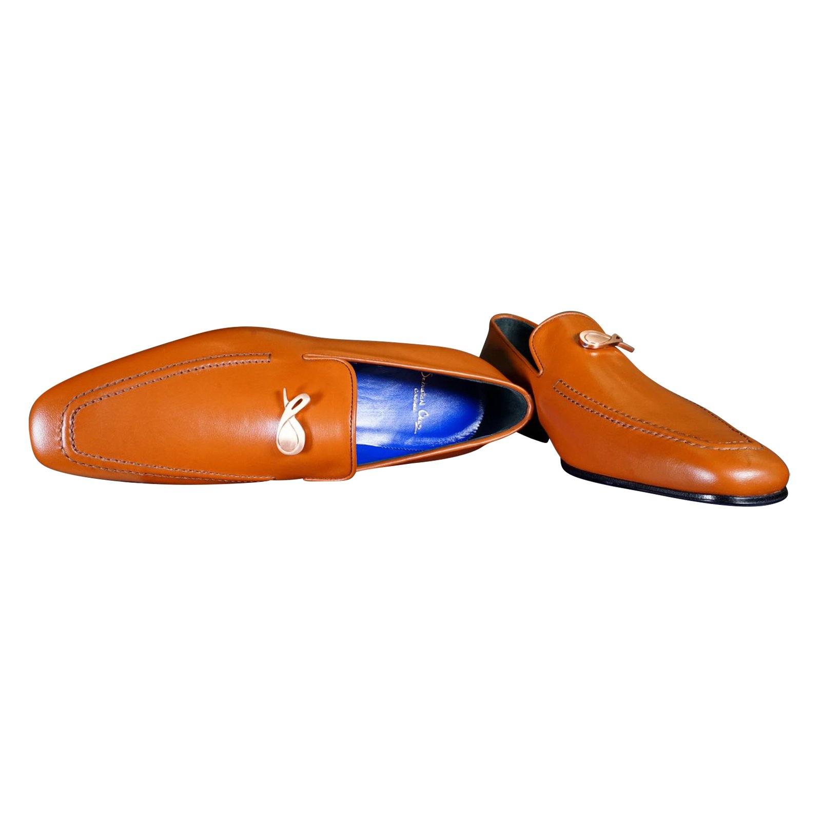 Caramello With Rose Gold Hardware Leather Loafers-6