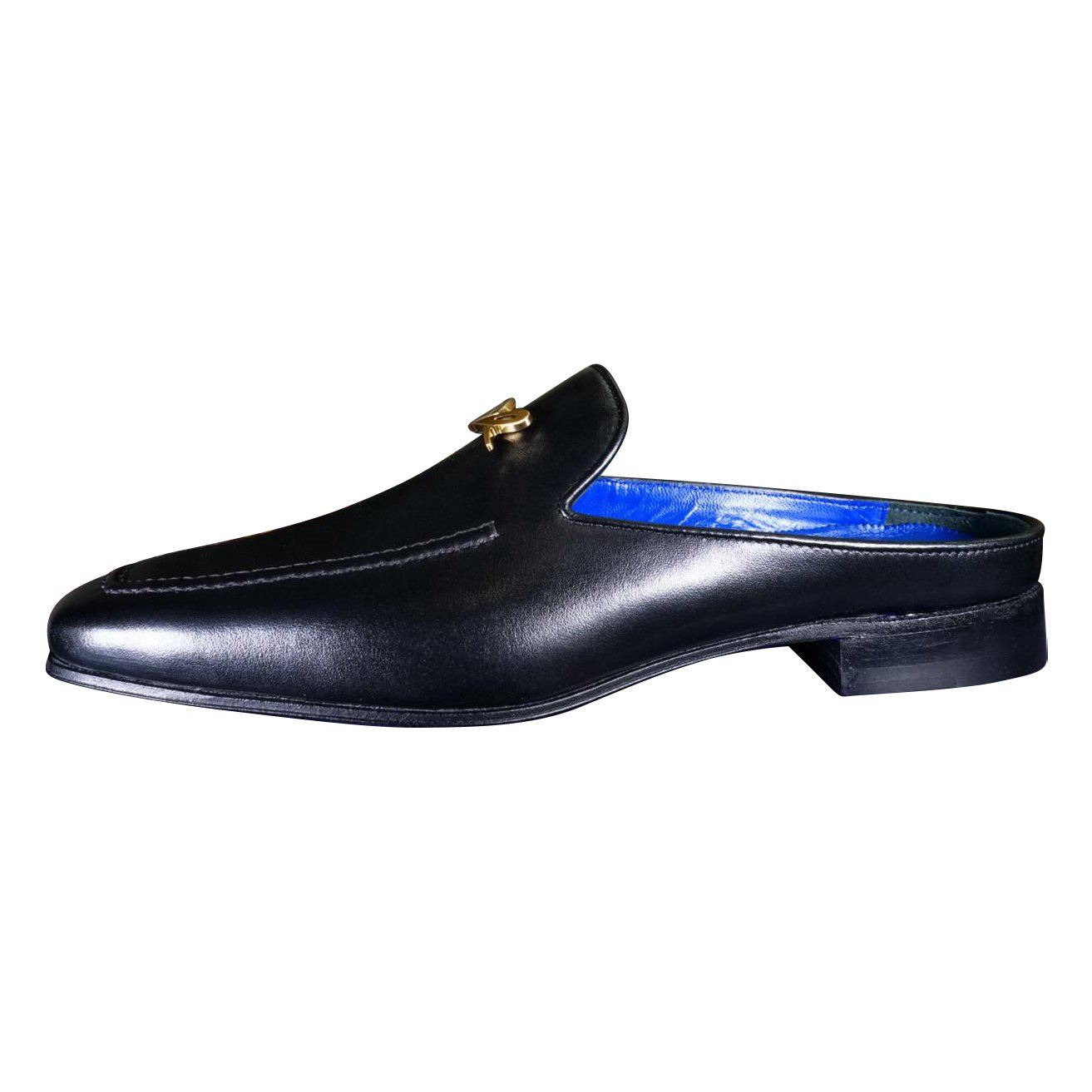 Nero Opal With Rose Gold Hardware Leather Slipper-4