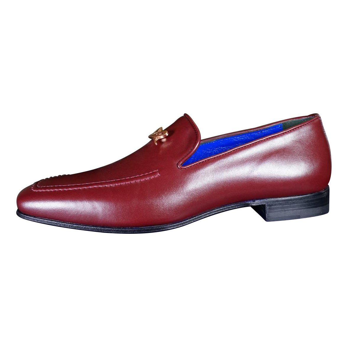 Bordo With Rose Gold Hardware Leather Loafers-7