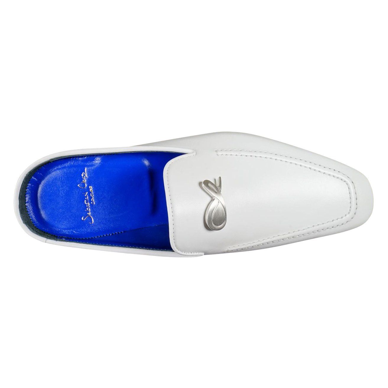 Bianco With Silver Hardware Leather Slippers-8