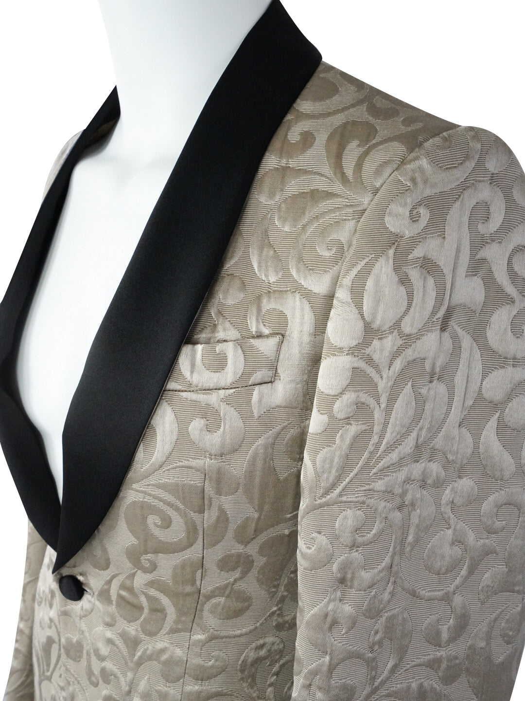 Champagne Oro and Black Paisley Dinner Jacket-5