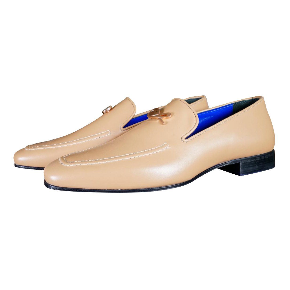 Latte With Rose Gold Hardware Leather Loafers @ The Vault-3