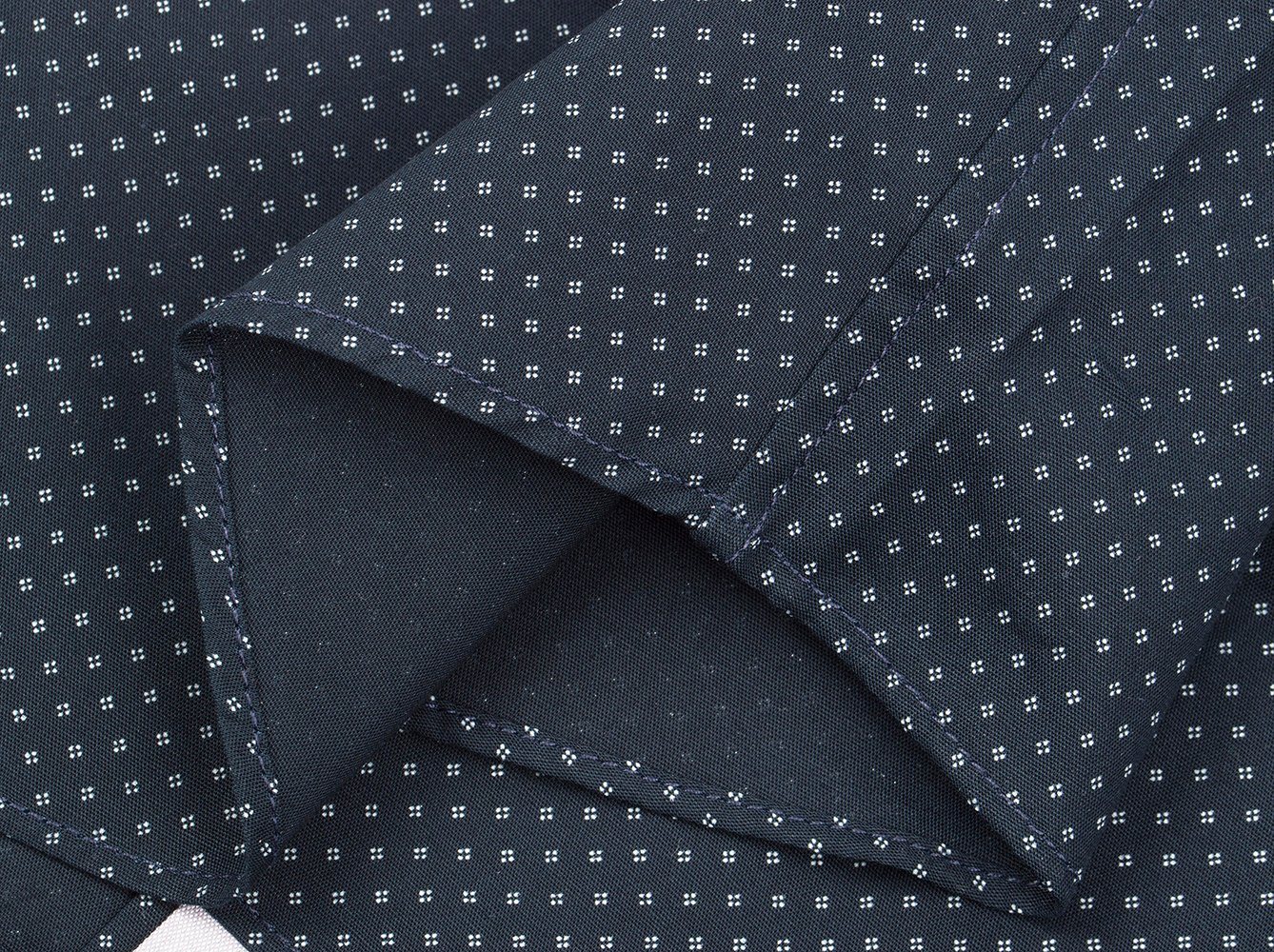 Navy Diamond Pindot Short Sleeve Shirt-5