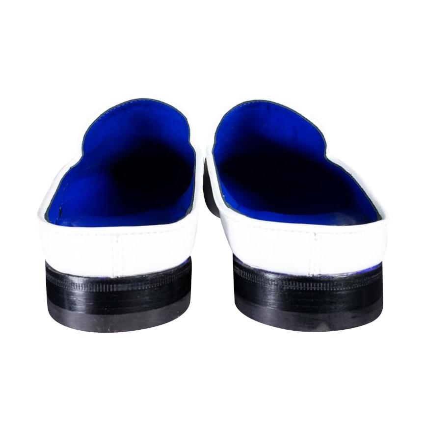 Bianco With Silver Hardware Leather Slippers-9