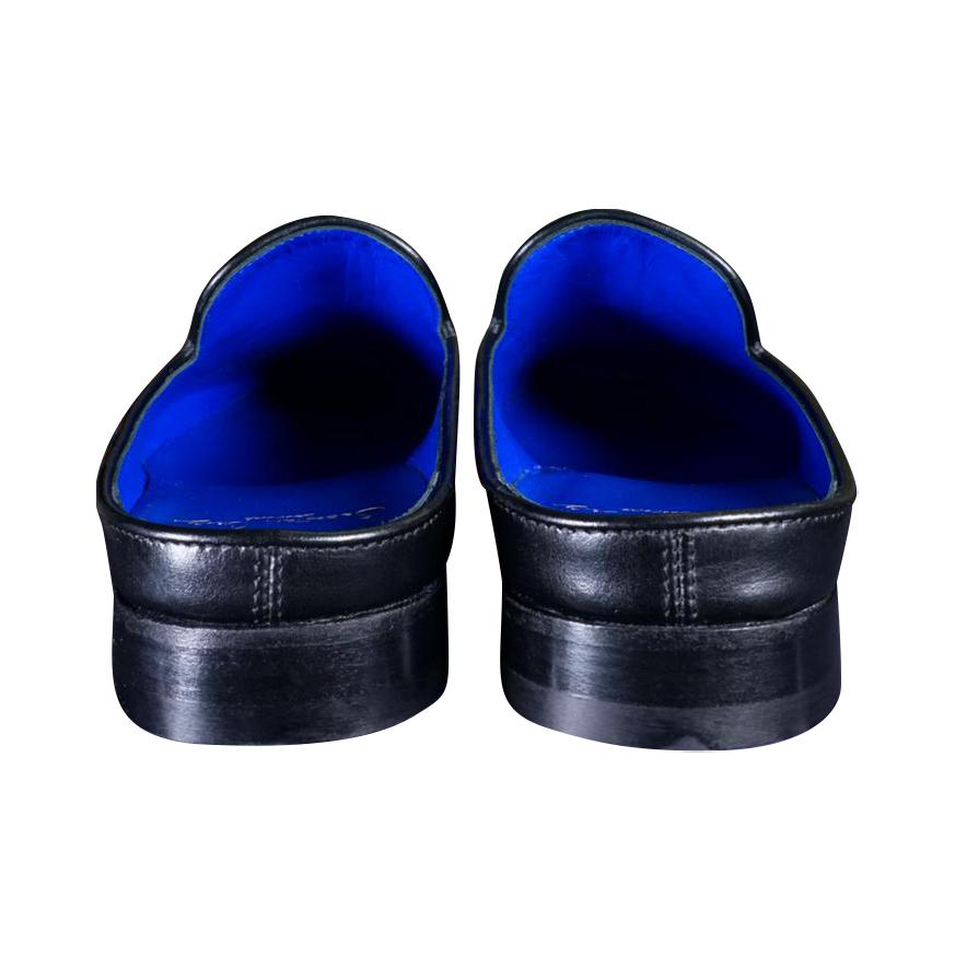 Nero Opal With Yellow Gold Hardware Leather Slipper-8