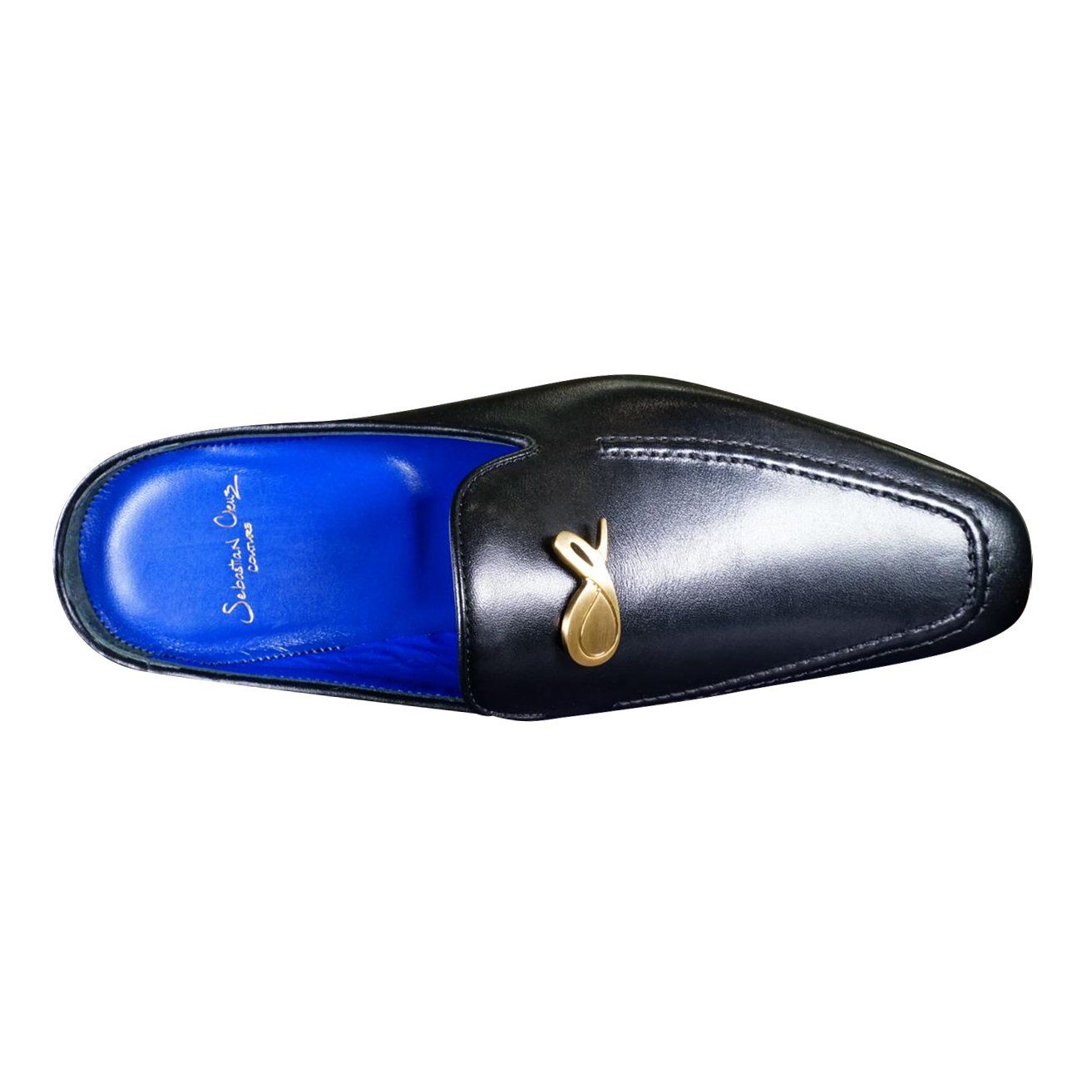 Nero Opal With Yellow Gold Hardware Leather Slipper-7