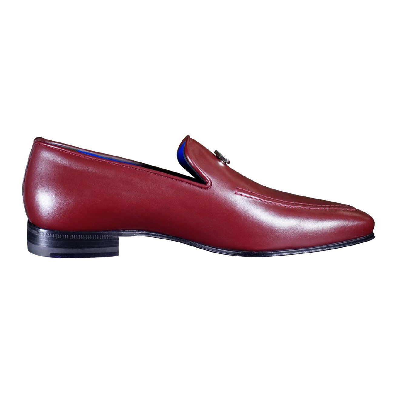 Bordo With Silver Hardware Leather Loafers-8