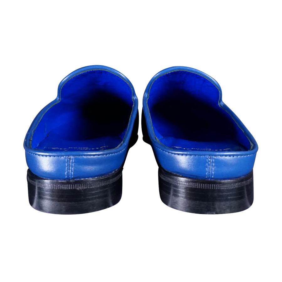 Cobalt With Silver Hardware Leather Slipper-8