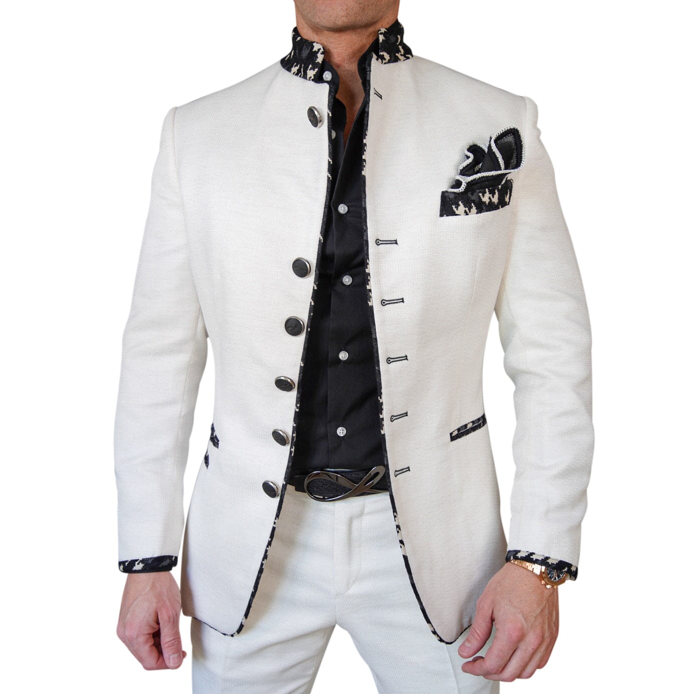Latte Lino Houndstooth Mandani Jacket-4