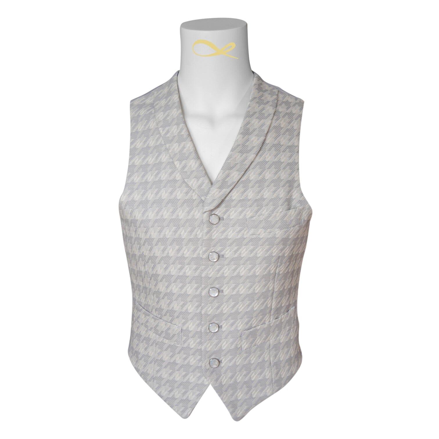 Oyster Grigio Houndstooth Ciottoli Waistcoat-3