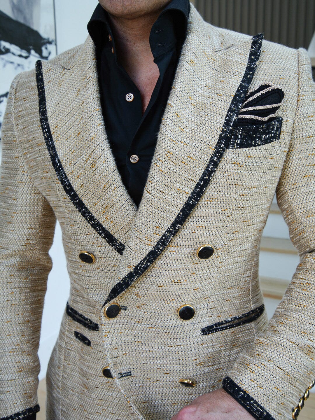 Tan Cestino Double Breasted Jacket