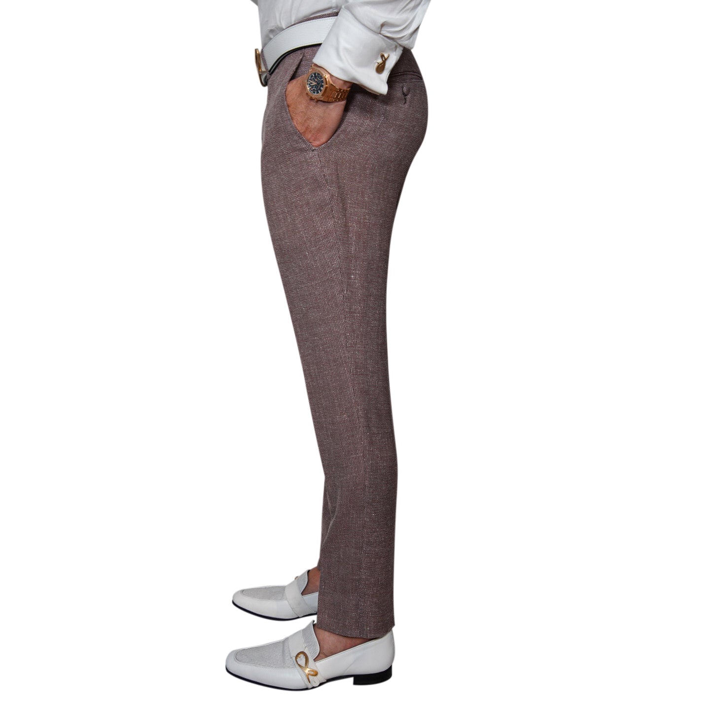 Moca Rosa Ecru Trousers-3