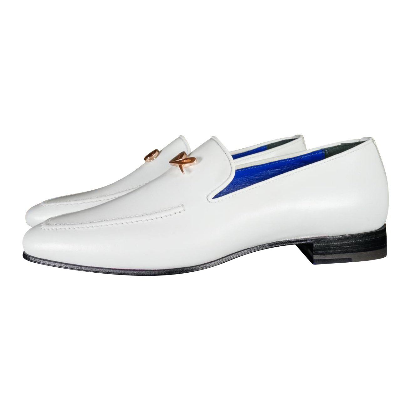 Bianco With Rose Gold Hardware Leather Loafers @ The Vault-5