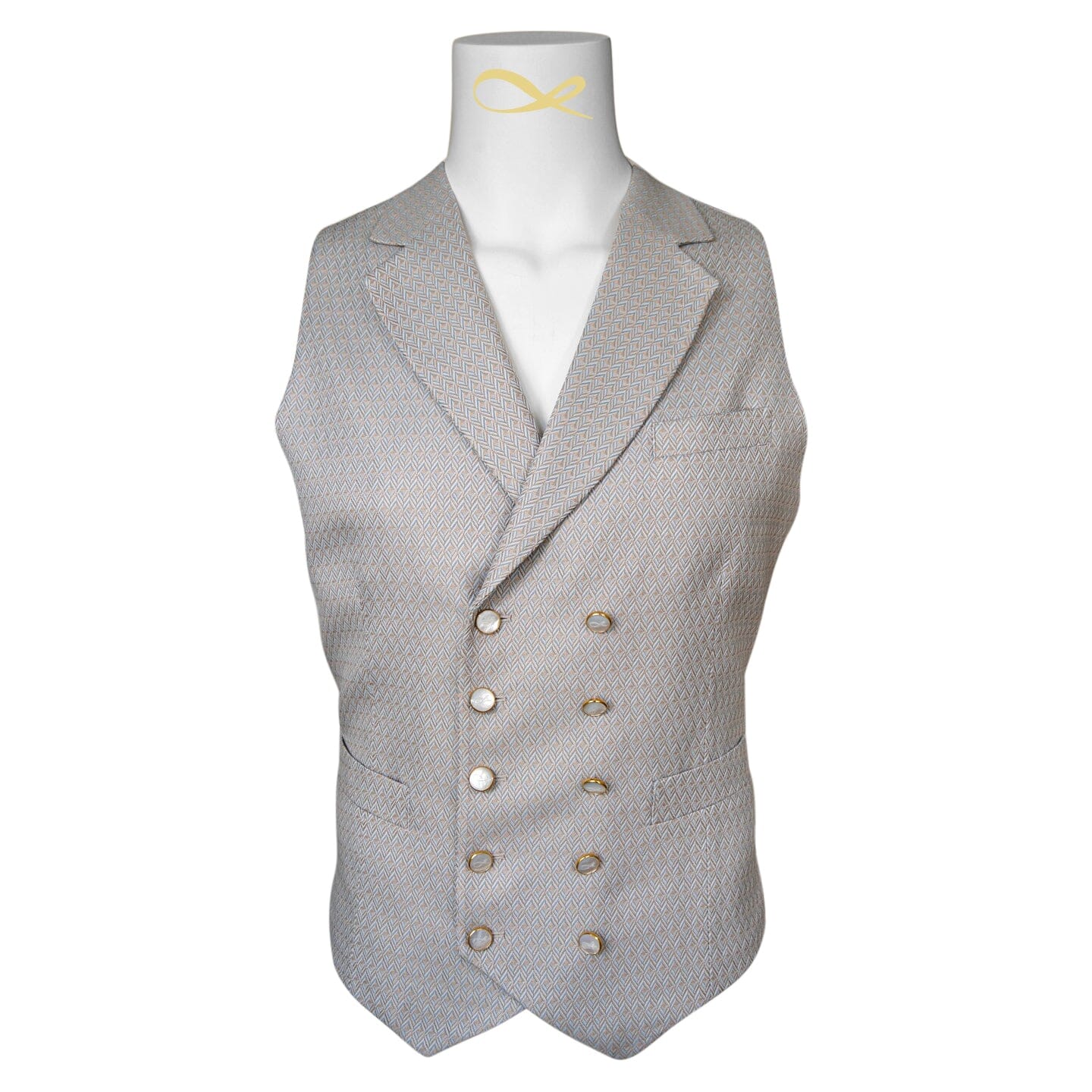 Oyster Herringbone Gemelli Waistcoat @ The Vault-3