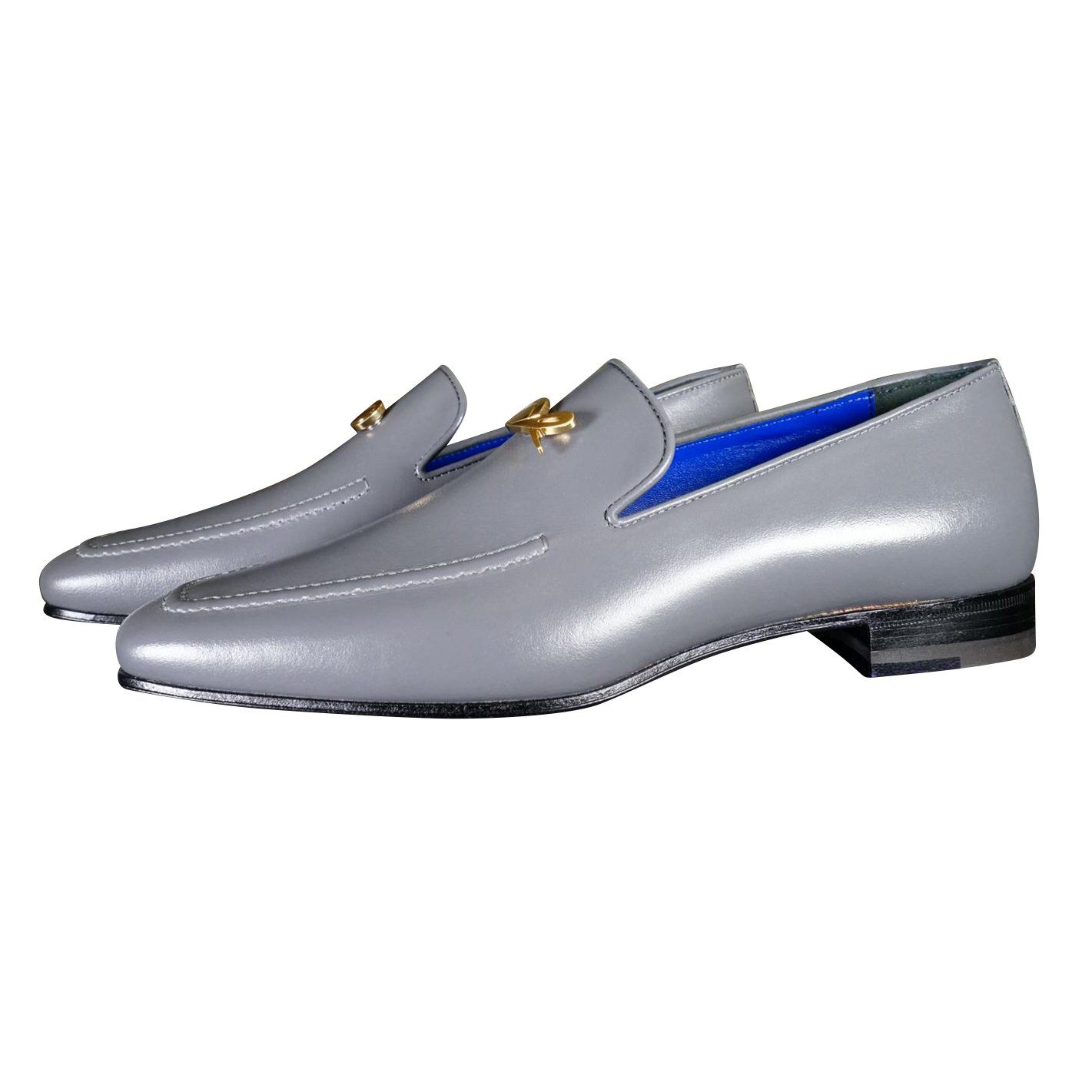 Grafite With Yellow Gold Hardware Leather Loafers-3