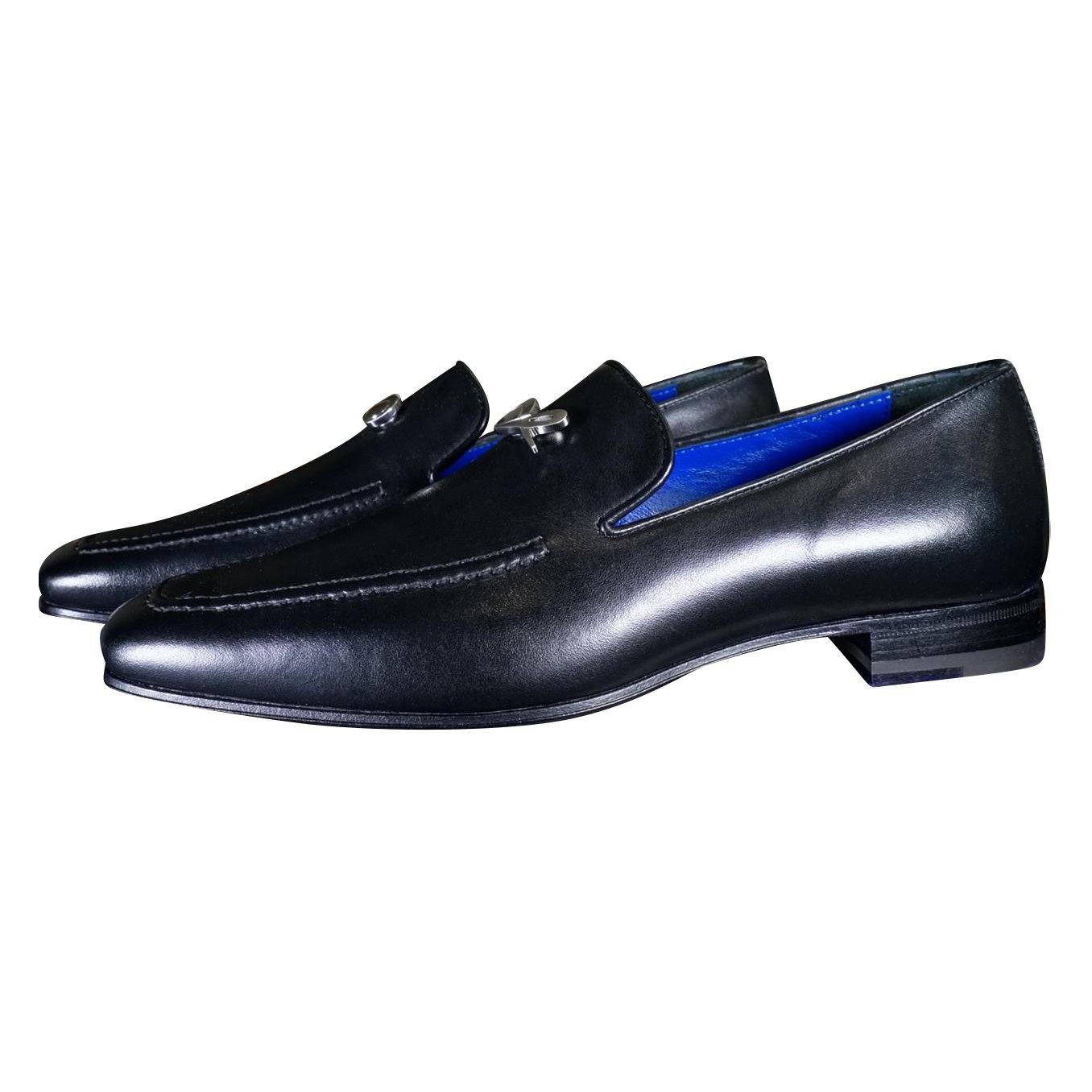 Nero Opal With Silver Hardware Leather Loafer-3