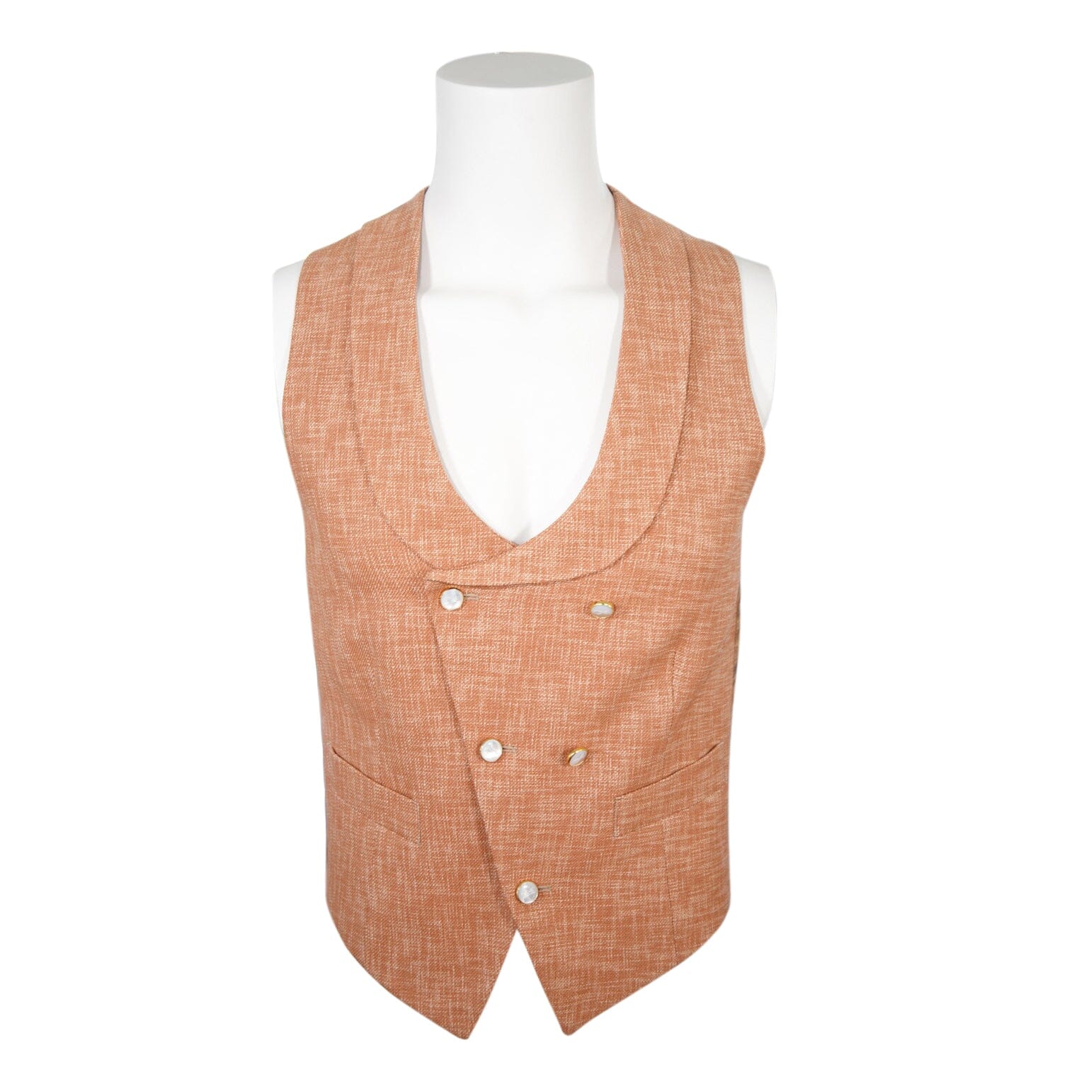 Copper Lino Tweed Double Breasted Waistcoat-3