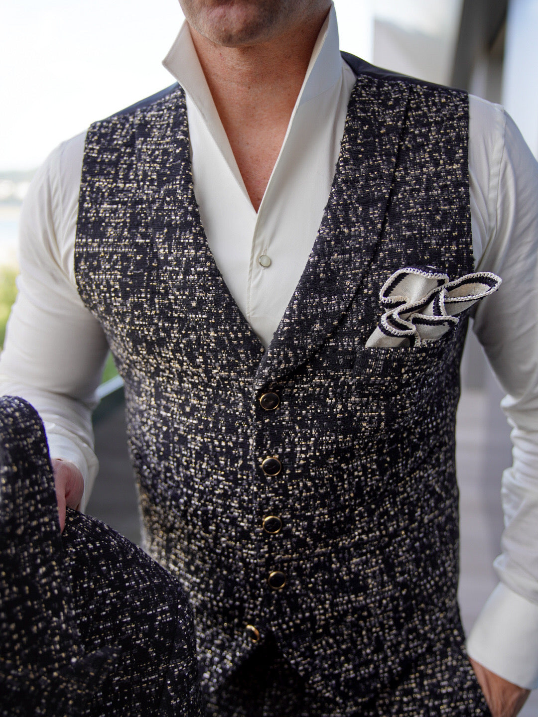 Onyx Oro Tweed Ciottoli Waistcoat-1