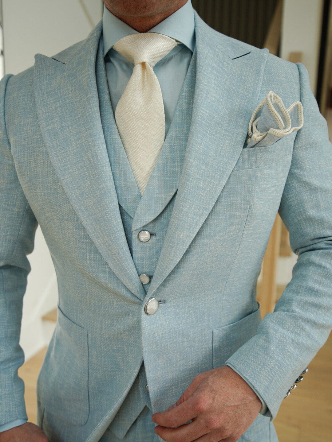 Baby Blu Lino Tweed Jacket @ The Vault